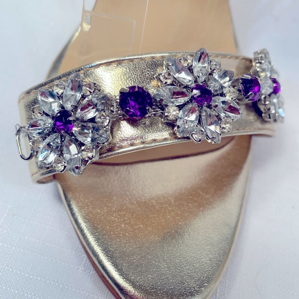 Elegant Gold Rhinestone Embellished Women's Heels Size 37 EUC - Picture 7 of 9